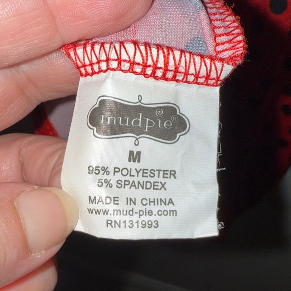 Mud Pie Drew Wrap Women’s Long Sleeve Midi Dress Dots Size Medium Red and Black - Picture 12 of 14